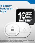 Carbon Monoxide Detector With 10 Year Battery Powered Design, LED Status Indicators, 85 dB Alarm, Test And Hush Button, 5th Edition COB10