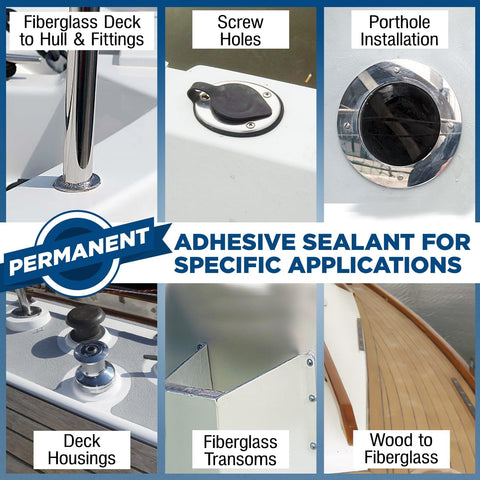 Marine Adhesive Sealant 5200 Fast Cure 10 Oz White Durable Watertight Bond Above And Below Waterline UV Resistant Marine Caulk display