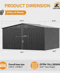 12 x 14 Ft Metal Outdoor Storage Shed Waterproof With Lockable Door All Weather Bike And Tools Shelter For Patio Lawn Backyard Black Heavy Duty Galvanized Steel Construction Easy Assembly