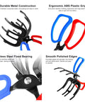 Quad image showing Triple Pack Fish Grippers With 2 to 3 Claw Design Plus Stainless Hook Remover and ergonomic grips.