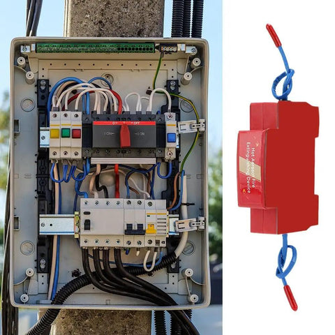 Dead Simple Automatic Fire Extinguisher With Dual Nozzles And Heat Aerosol Suppression Kicks In At 170 Degrees C Din Rail Mounts Snugly Inside Electrical Cabinets EV Charging Stations 20 Gram Pack mounted in electrical cabinet.