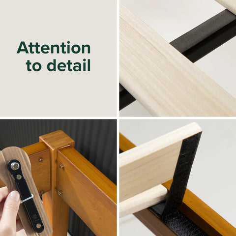 Heavy Duty 14 Inch Bamboo Platform Bed Frame Twin Size With No Box Spring Needed showing assembly details and craftsmanship.
