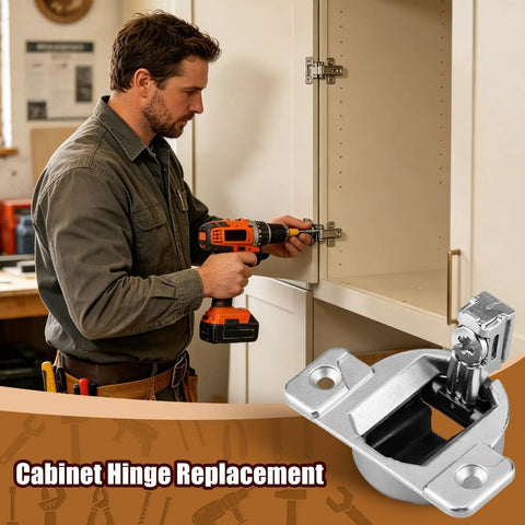 Man installing Soft Close Cabinet Hinges For No Drill Installation Silent No Tilt Design Precise Hole Spacing Prevents Sagging and Misalignment