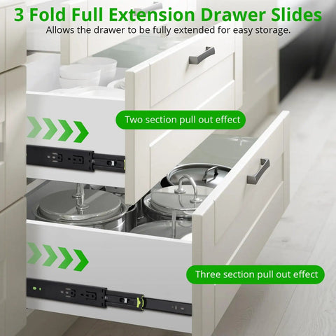 Heavy Duty Drawer Slides 14 Inch Full Extension Side Mount 100 Lb Per Pair Ball Bearing Steel Rails For Cabinets