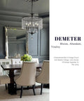 Modern Black 24 Inch Farmhouse Crystal Chandelier With 6 Lights above elegant dining room table