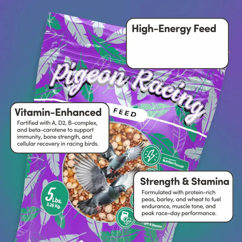 Organic Racing Pigeon Food Race Ready High Protein Bird Seed With Vitamin Premix For Endurance Muscle Recovery 5 lb Bag