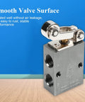 Pneumatic Air Control Solenoid Valve S3R08 3 Way 2 Position Roller Lever Arm Valve with aluminum body on blue background