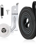 Upgraded Heavy Duty Dryer Belt Kit With Dual Ball Bearing Idler Pulley And Tension Spring For 6602 001655 DC93 00634A DC61 01215B Replacement Fits DV45H7000EW DV48H7400EW DV42H5000EW DV48J7700EW, shown with coiled belt, pulley, spring, and mounting bracket.