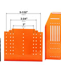 DIY Friendly No-Fuss All In One Cabinet Door And Drawer Drill Mounting Template For Precise Knob And Pull Installation shown with drill bit and holes for spacing 3", 3-3/4", and 5-1/32"