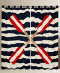 Ocean Nautical Blackout Curtains Set For Bedroom, 2 Panels 42x84 Inches, Navy Blue Geometric Stripes, Coastal Sea Adventure