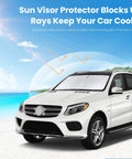 Mercedes-Benz C Class Sun Shade Windshield Cover For W205 W204 CLA CLS CL 2008 To 2024 installed on car blocking UV rays