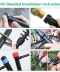 Step-by-step installation of 256Ft Drip Irrigation Kit For Backyard Garden Greenhouse with tubing and emitters