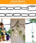 Close-up of 6 Feet Lightweight Stainless Steel Chain with Hooks in use for hanging planters, lamps, and decorative items indoors and outdoors.