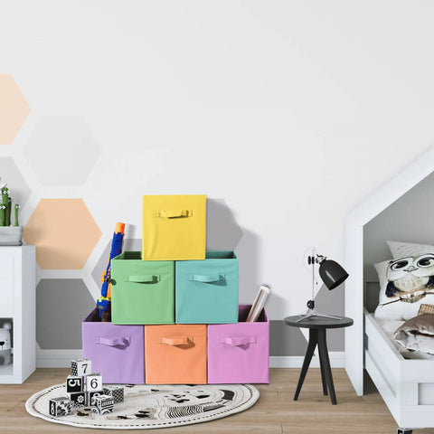 11 Inch Fabric Storage Cubes With Handles Sturdy Collapsible Bins Set Of 6 Foldable Baskets For Organizing Clothes Toys Books