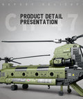 Chinook Helicopter Model Kit With 1451 Pieces Building Block Set for military aircraft fans, showcasing detailed side view.