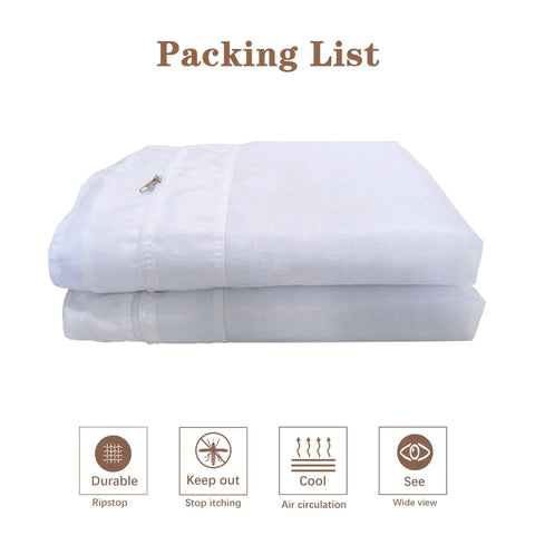 Replacement Mesh Sidewall for 10x10 Canopies and Gazebos White 86x120 Inches folded with packaging icons