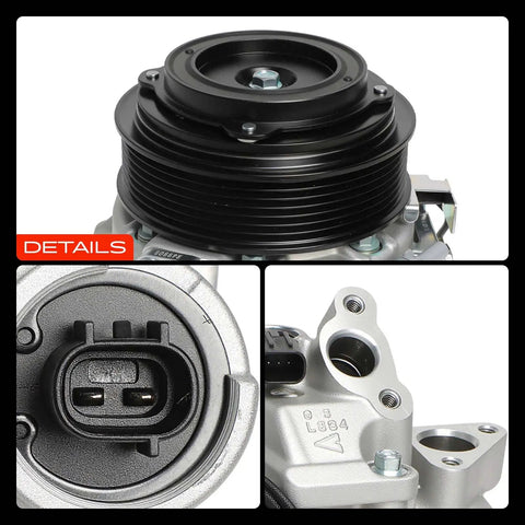 AC Compressor With Clutch Fits Lexus ES350 RX350 Toyota Avalon detailed view showing pulley and connector.