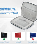 Open Rugged Hard Carrying Case For T7 And T7 Touch Portable SSDs With 2 Cable Ties, Shockproof Travel Organizer Navy displayed