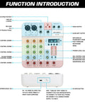 Diagram of 4 Channel Mini Audio Mixer With USB Bluetooth And 48V Phantom Power Reverb Dope Compact Soundboard functions