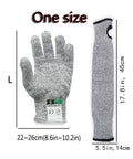 18 Inch Cut Resistant Sleeves Set For Kitchen And Outdoor Work Grade 5 Anti Cut Knit Arm Covers food safe shown with dimensions