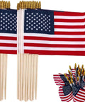 12 Pack 8x12 Inch All American Flags On Sticks With Wood Poles And Kid Safe Spear Tops For Memorial Day Fourth Of July Parades