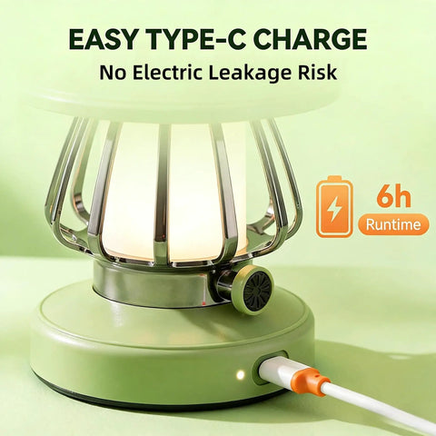 Rechargeable Kid Friendly Lantern Night Light with USB-C charging, showing 6h runtime indicator.