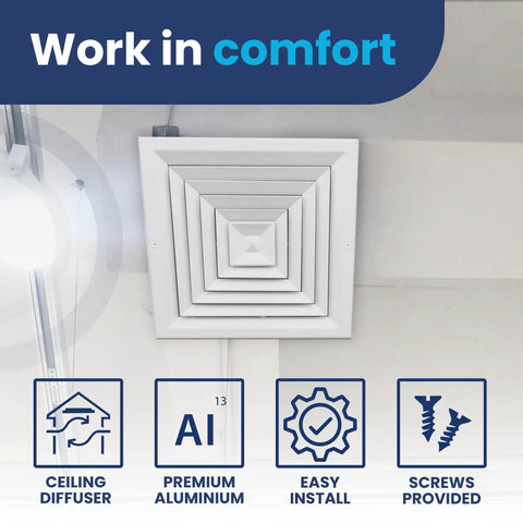 Heavy Duty 12 X 12 Decorative Ceiling Air Vent Cover Featuring 4 Way Extruded Aluminum HVAC Diffuser Grille For A Knockout Room Upgrade And Guaranteed Smooth Sailing On Installation Day