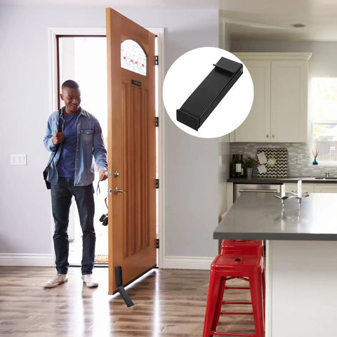 Space Saving Stainless Steel Door Stopper With Multi Function Design And Rubber Base For Indoor And Outdoor Doors No Drilling Punch Free