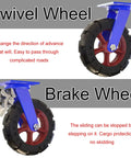 Heavy Duty Caster Set Of Four With Locking Brakes And Professional Rubber Swivel Wheels designed for maneuverability across various surfaces.