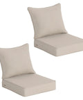 Thick Outdoor Patio Cushions Set Of 2 Deep Seat Cushions 22x24x5.1 Inches For Most Chairs Water-Resistant C0 Fabric with backs