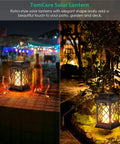 Bronze Solar Lanterns Outdoor Flickering Flame Metal Lanterns 2 Pack Waterproof Hanging Lights for Patio Garden Decor