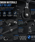 Versatile Cable Pulley System For Home Gym Use featuring steel pulley, cables, tricep rope, straight bar, loading pin, and carabiners