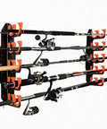 Dual Row Garage Fishing Rod Holder Rack For Wall Or Ceiling Mounts With Soft Protective Pads 2 Pack Holds Up To 10 Rods mounted