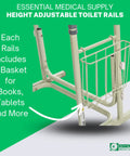 Height Adjustable Standing Toilet Safety Rail With Foam Handles For Elderly Seniors Sturdy Frame And Non Slip Grips with basket