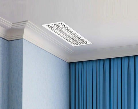 Ceiling installation of Heavy Duty Cast Aluminum Air Return Grill 6 By 24 Inch Black For Walls Ceilings And Floors DIY Friendly Floor Register Vent Cover To Boost Home HVAC Airflow Fits Standard Duct Openings