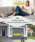 Two-Way Audio PoE Security Camera System Outdoor With 5MP Wired Cameras And 4K 8-Channel NVR, enabling remote communication.