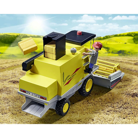 Country Combine Harvester Toy With Removable Cab And Movable Rotors For Kids Age Four And Up Realistic Farm Vehicle Playset on field