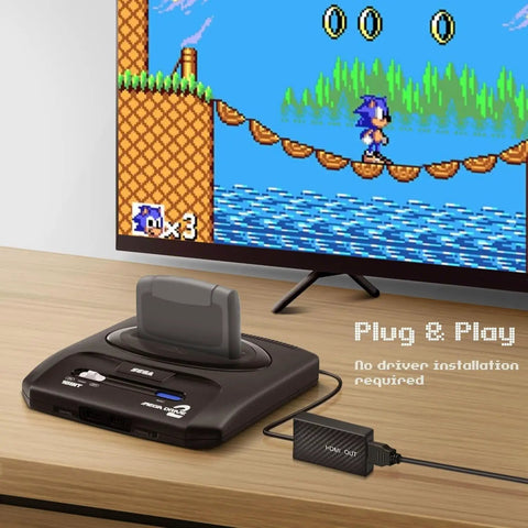 Sega Genesis HDMI Adapter For Model 2 And Mega Drive 2 Consoles Plug And Play To Your HDTV Delivers Crisp 1080P HDMI Output