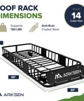 Slim Roof Rack Cargo Basket 64x23x6 Inches Beefy Heavy Duty Weatherproof Top Mount Carrier for Cars Trucks and SUVs