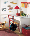 Vintage Planes Peel And Stick Wall Decals Set Of 22 With Easy Peel And Stick Application Removable And Repositionable On Any Smooth Surface Made In USA Wall Decor for kids room with desk