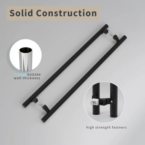 36 Inch Heavy Duty Push Pull Door Handle With Offset Design In Matte Black 304 Stainless Steel For Barn Glass Shower Interior And Exterior Doors Long Ladder Pull Rust Resistant Commercial Grade, pair
