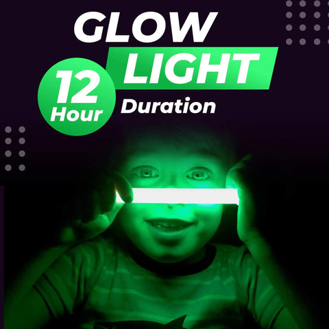 Child holding a glow stick from 32 Pack Ultra Bright 6 Inch Glow Sticks With 12 Hour Glow, Emergency Lighting for blackouts and camping.