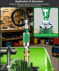 Heavy Duty One Half Inch Air Hose Fittings Kit With Quick Connect Coupler And Plugs, 300 PSI Industrial Iron, High Flow Set For Pneumatic Tools And Air Compressors, Built To Last, Includes Teflon Tape For Easy Install. Installed on air compressor