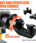 Battery Powered Hydraulic Crimping Tool With 8 Ton Force, Sick Electric Cable Crimper Kit featuring 360° rotating chuck for easy mold change.