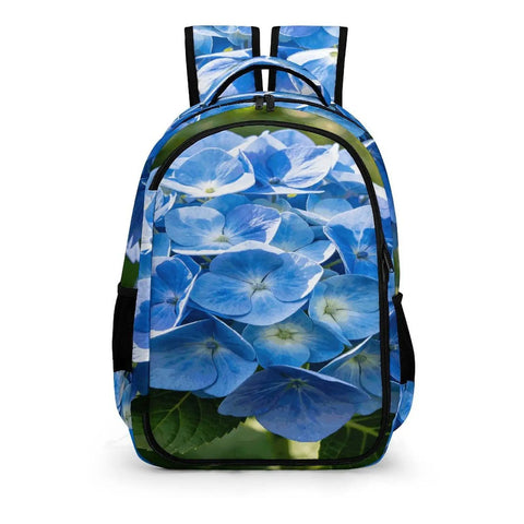 Hydrangea Bloom Printed Backpack For Men And Women Large Capacity Durable Polyester School Travel Bag With Breathable Fabric
