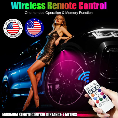 Premium LED Rock Lights With 8 Color Options And 10 Modes For Cars, Motorcycles, Boats, Bikes, Drones And Camping; car underglow with remote