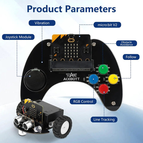 Wireless Controller For MicroBit Robots Kit With MakeCode Compatibility Easy HandsOn Coding Toy For STEM Learning Kid Friendly Remote Controller For Building Robots Ideal Gift For Kids And Teens MicroBit Not Included, black plastic with joystick and buttons