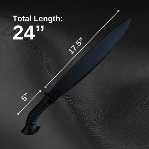 Durable Polypropylene Barong Style Black Sword For Training With Realistic Balance And Safe Sparring, 24 Inch Blade
