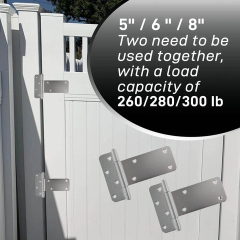 6 Inch Heavy Duty Door Hinges Set With 280 Lbs Capacity, 4 Pack Gate Hinges Including Screws, installed on wooden fence