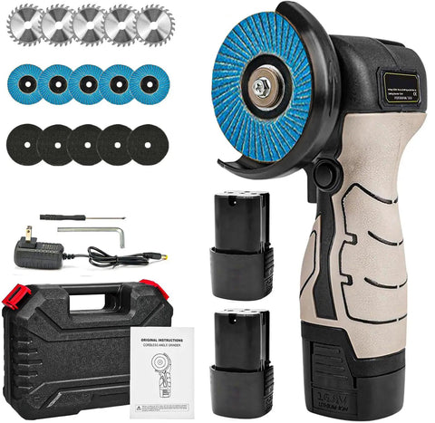 Powerful Cordless Angle Grinder Kit With 13000RPM Speed, Compact Mini Electric Grinding Tool, Includes 2x 16.8V 2000mAh Batteries